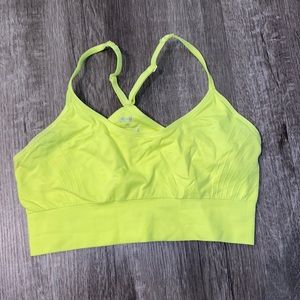 Neon yellow sports bra thin strap